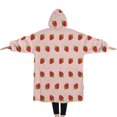 thumbnail image 2 of Oversized Wearable Blanket Hoodie,Red Strawberry Plants Fruit Pink Pattern Sherpa Blanket Hoodie with Super Pockets,Super Warm Fuzzy Pullover for Women & Men, 2 of 6
