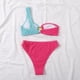 thumbnail image 3 of Gibobby Conjunto de bikini para mujer Bikini de contraste de color para mujer Traje de baño sexy Traje de baño dividido ondulado para mujer(Rosa caliente,CH), 3 of 5