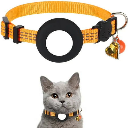 GoodTool Airtag Pet Collar with Bells Airtag Reflective Collar, Removable Safety Buckle Pet Collar Holder, Adjustable Collar Size, Fits Most Puppies, Kittens and Small Pets