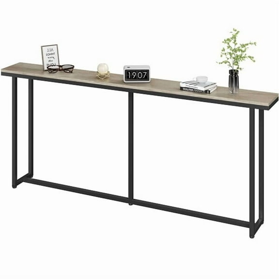AIZYT Narrow Console Table with Sturdy Metal Frame, 71 Inch Extra Long Entryway Sofa Table for Behind Couch, Hallway, Living Room, Gray