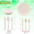 thumbnail image 2 of 250 pieces (50 sets) biodegradable paper plate set (extra long tableware), disposable tableware set, eco-friendly compostable plates and utensils including plates, bowls, forks, knives and spoons, 2 of 7