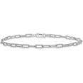 thumbnail image 3 of Solid Sterling Silver Rhodium-plated Polished Textured Link Anklet - 10"- Made In Italy, 3 of 5