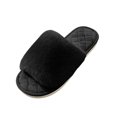 thumbnail image 2 of JUSLIO Womens House Slippers Non Slip Indoor House Slippers Open Toe Slides Slip On Fuzzy Plush Flat Sole Slippers Black, 2 of 7