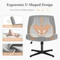thumbnail image 4 of Criss Cross Chair Legged, Armless Office Wide Desk Chair No Wheels, Swivel Vanity Height Adjustable Fabric Modern Computer Task Seating for Home - Grey, 4 of 6