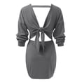 thumbnail image 3 of zuwimk Sweater Dress For Women ,Women's Neck Ribbed Long Sleeve Bodycon Pullover Cute Mini Sweater Dress Gray,M, 3 of 5