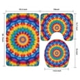 thumbnail image 3 of Colorful Tie Dye Floral Mandala Bathroom Rugs Sets 3 Piece,Toilet Cover Set,Absorbent Non Slip Bathroom Mats Sets with U-Shaped Contour Rug Toilet Rug Set, 3 of 5