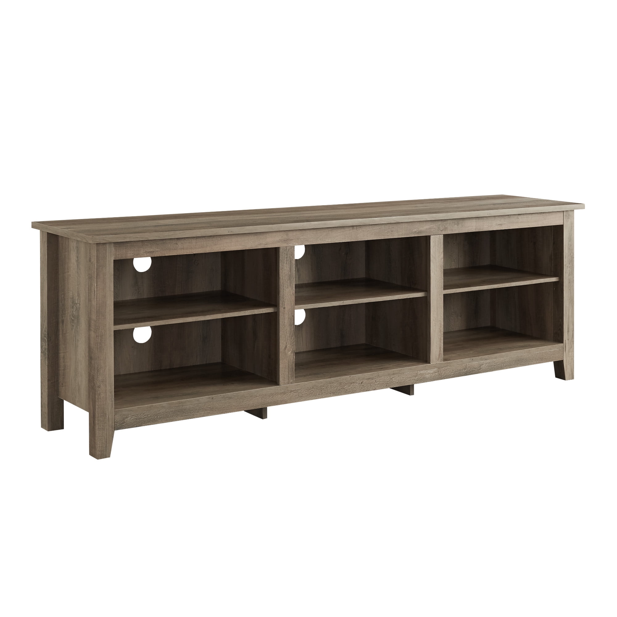 Woven Paths Open Storage TV Stand for TVs up to 80", Grey Wash