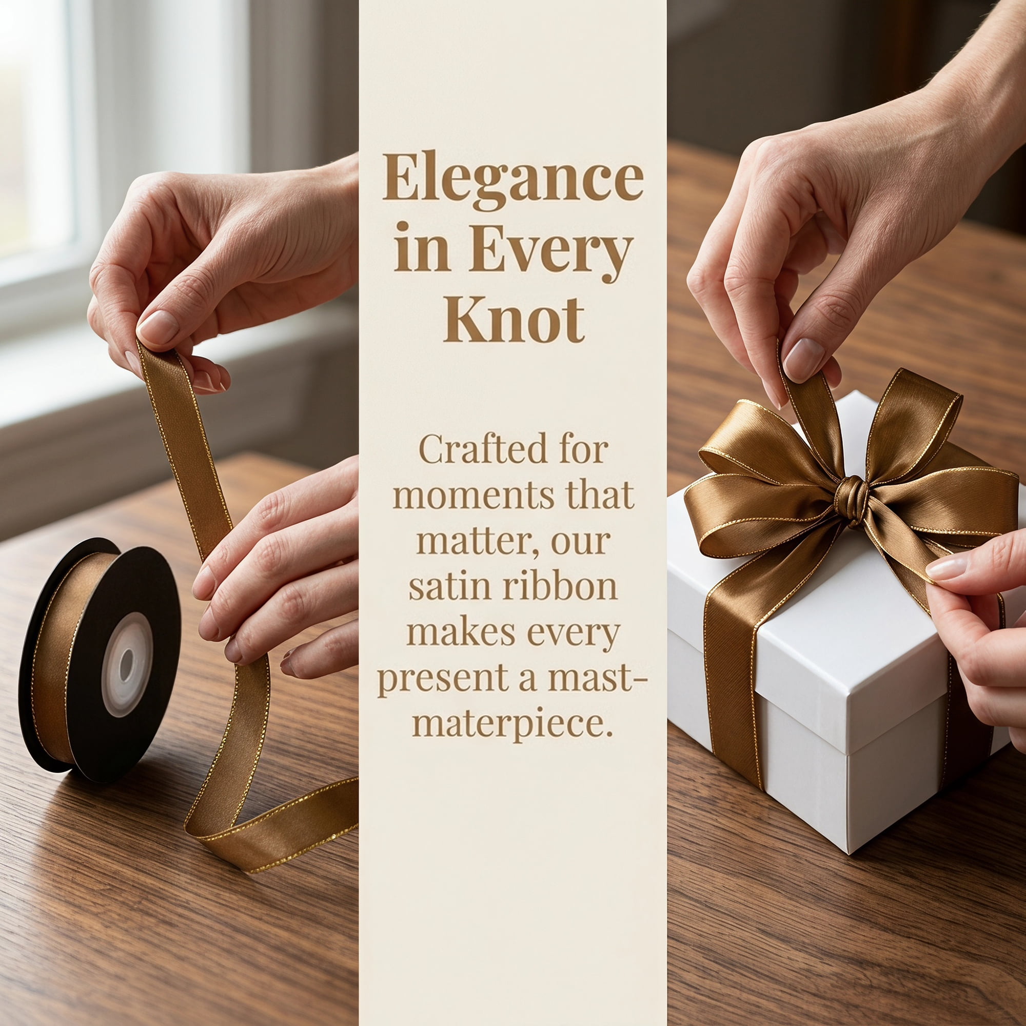 Unique Bargains Elegant Fabric Ribbon for Gift Wrapping and Crafting Projects Khaki