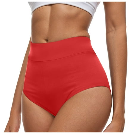 vigerkar Women s Swim Bottom High Waist Basic Full Coverage Bikini Tankini Swimsuit Briefs Tummy Control Bikini Bottom Red  S