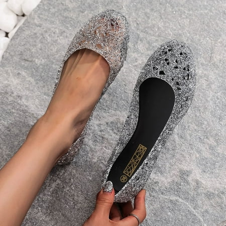 

HIBRO Hollowed out bird s jelly crystal flat bottom breathable women s sandals