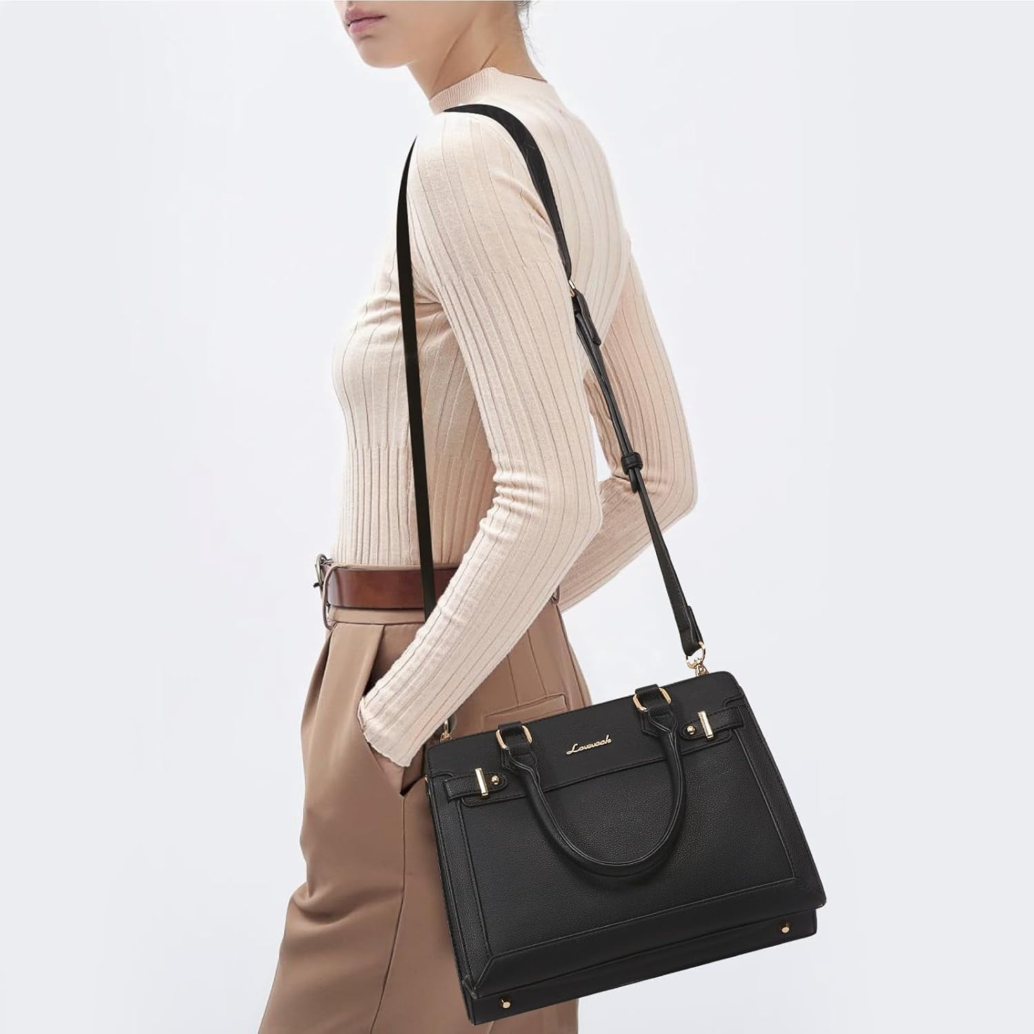 LOVEVOOK Purses and Handbags for Women, Tote Shoulder Bag Satchel Black Purse and PU Leather Top Handle for ladies