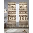 thumbnail image 2 of Boho Sheer Curtains 84 Inch Length 2 Panels Set, Beige Brown Traditional Ethnic Geometric Motifs Voile Window Treatment Rod Pocket Curtains Sheers Drapes for Bedroom/Living Room/Kitchen 52"x84"x2, 2 of 7