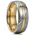 thumbnail image 5 of Wedding Ring Men Women. 8mm Polished Silver Damascus Band w/ Rose Gold Line, 5 of 6