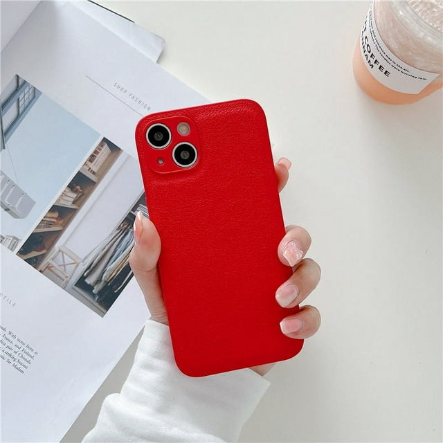 Korea Custom Name Letters Leather PU Soft Case For iphone 15 14 13 Pro Max 12 11 Pro X XS XR 7 8 Plus Luxury Cover for iphone 15 red For iPhone 15Plus