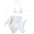 thumbnail image 1 of Women's 3 Piece Bathing Suit Triangle Bikini Swimsuit Set with Cover Up Skirt, 1 of 6