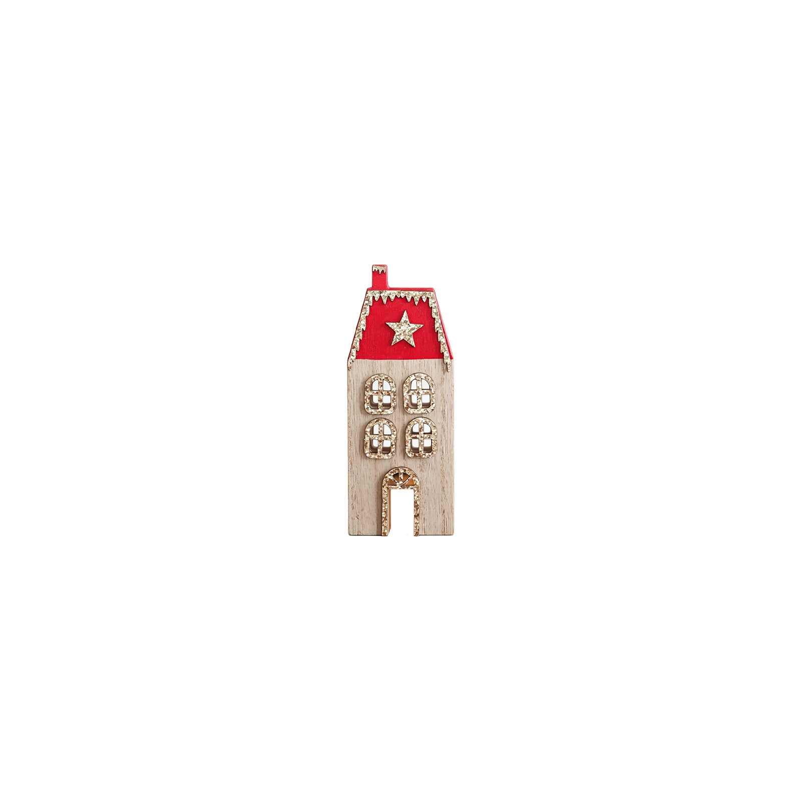 Christmas Little House Wooden Ornaments 2D Cute House Shaped Home Decor for Table Shelf Mantel Decor