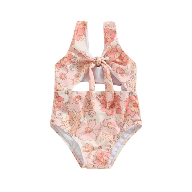 Gupgi Toddler Girls Swimsuit Summer Swimwear Sleeveless Floral/Shell Print Bathing Suit