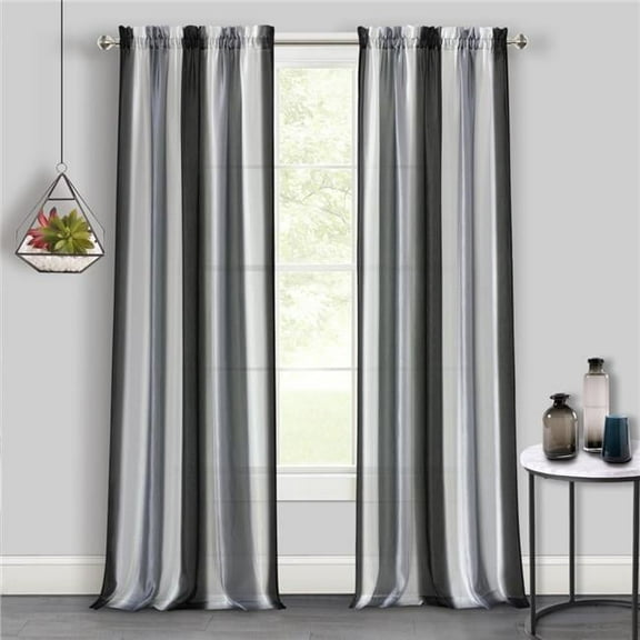 Spectrum Rod Pocket Window Curtain Panel - 50 x 63 in. - Black & Silver