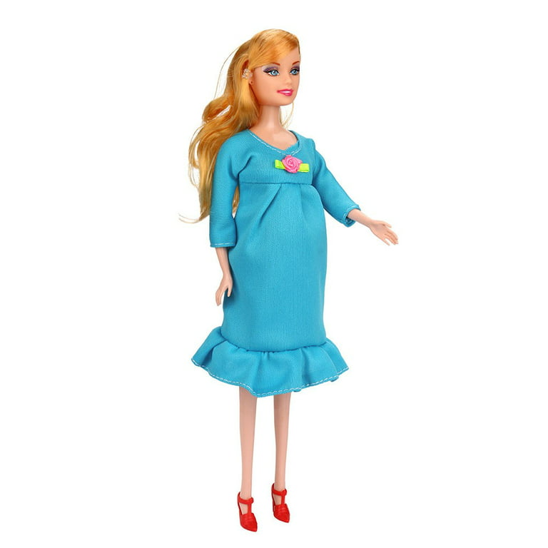 Mexico Afgift vandfald Barbie Dolls Blue Dress Real Pregnant Doll Suit Doll Have A Baby in Her  Tummy - Walmart.com