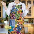 thumbnail image 6 of Pioneer Flower Floral Print Pattern Apron-Garden Aprons for Women with Pockets-Cotton Linen Waterproof Kitchen Cooking Gardening Aprons Adjustable for Kitchen,Cooking,BBQ and Salon 33x27 Inch, 6 of 7