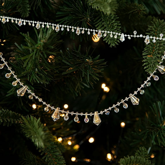 JWshufel Christmas Decorations Christmas Garland Plastic Bead Chain DIY Jewelry Accessories Easy to Cut Suit for Tree Mantel Wedding Party Elegant Touch Create Festive Holiday Atmosphere 3.9in White