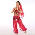 thumbnail image 4 of Mercatoo Girls Belly Dance Outfit Dancer 𝐂𝐨𝐬𝐭𝐮𝐦𝐞 Handmade Chiffon Top and Pants Halloween Carnival Performance Wear Sets, 4 of 7