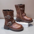 thumbnail image 2 of Eltusu Girls Winter Boots, Breathable Mid-Calf Non Slip Thermal Kids Shoes Brown Size 3.5-4 T, 2 of 6
