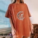 thumbnail image 2 of Camiseta de manga corta con cuello redondo y estampado de calavera de sol y luna informal a la moda para mujer Pompotops hkajfhjk458280, 2 of 4