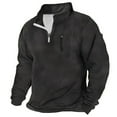 thumbnail image 2 of DDAPJ pyju Mens Quarter Zipper Sweatshirt, Vintage Distressed Pullover Tops Casual Long Sleeve Lapel Collar Golf Polos Shirt Black S, 2 of 8