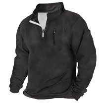 Long Sleeve Sweatshirts for Men with Zipper Stand Collared Golf Shirts Mens Casual Solid Color Pullover Vintage Office Work Sweatshirt Tops