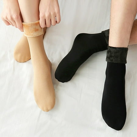 

HIMIWAY Compression Socks Men 2Pair Wool Cashmere Women Thicken Thermal Soft Casual Solid Winter Socks Black Beige One Size