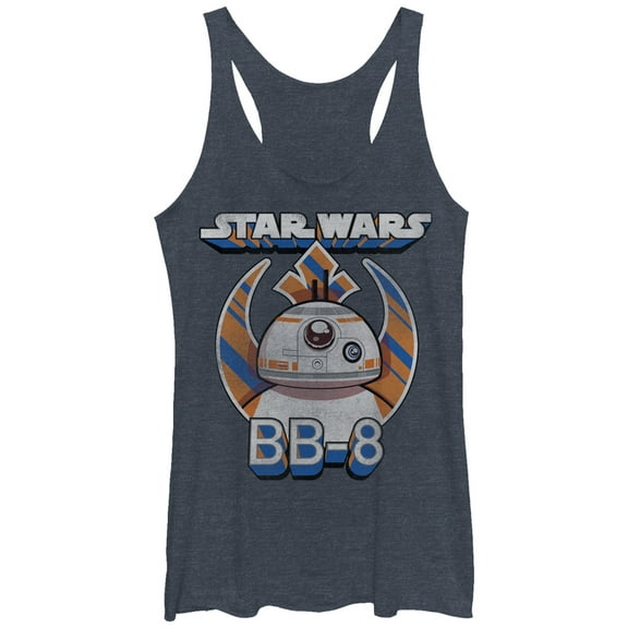 Women's Star Wars The Force Awakens BB-8 Droid Racerback Tank Top Navy Blue Heather Small
