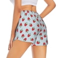 thumbnail image 2 of Uemuo Hand Drawn Strawberry Pattern Women's Athletic Shorts High Waisted Running Shorts with Liner Pockets Gym Elastic Workout Shorts-Small, 2 of 9