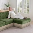thumbnail image 4 of Soft Velvet Fabric Chesterfield Style Sofa,Button Tufted Design,Floor-grazing Tassel Fringe Skirt,Easy to Assemble,Free Combination,For Living Rooms Rest Areas Bedroom,Green, 4 of 5