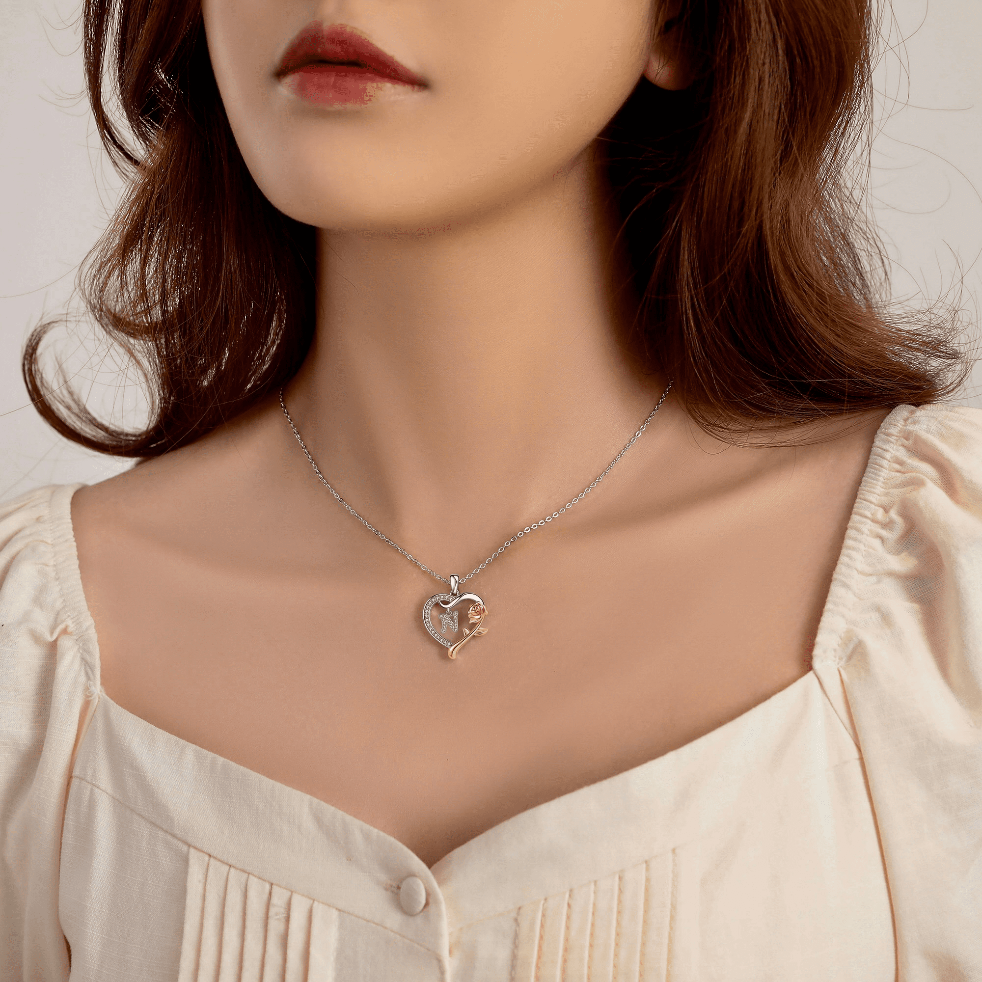 Bluxeo 925 Sterling Silver Rose Heart Initial Necklace, Christmas Gifts for Women Wife  Anniversary Birthday Gifts for Women, Jewelry Gift for Her Wife Girlfriend Mom Daughter