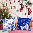 thumbnail image 4 of White and Blue 20x20 Christmas Pillow Covers Set of 4, Decorative 20 Inch Navy Winter Snowflake Throw Pillow Case Xmas Cushion Cover for Indoor House Sofa Dark Blue, 4 of 6