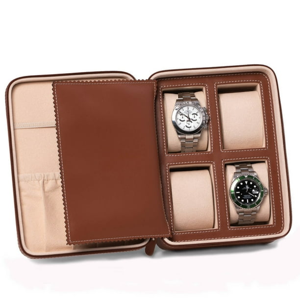 Bey Berk Bey Berk Saddle Leather Four Watch And Accessory Case Walmart Com Walmart Com