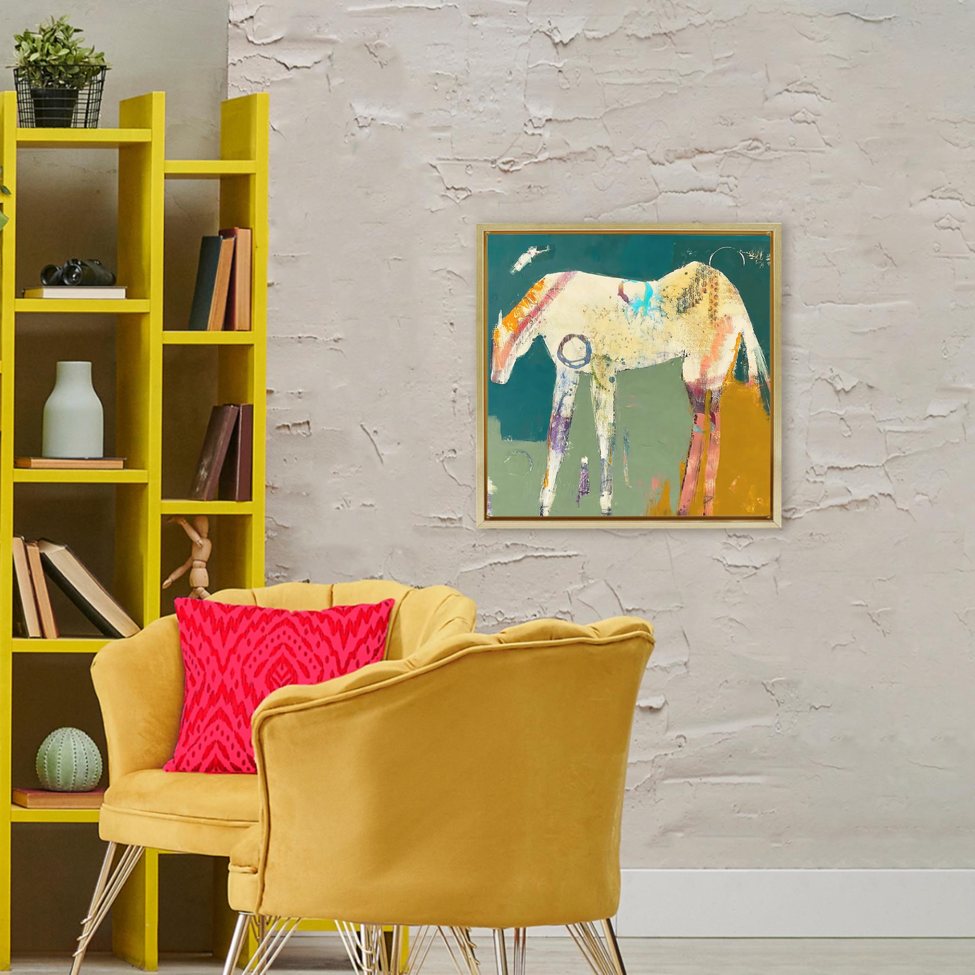 Into The Mystic Horse Gold Framed Floater Canvas Wall Art, design by Dianna Fritzler