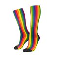 thumbnail image 2 of Rainbow Stripe Print Knee High Socks for Women Long Leg Warmers Socks, 2 of 7