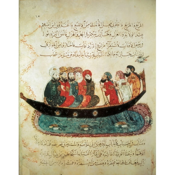 Persian Ship On The Euphrates River. Persian Art. Miniature Painting. France. Paris. National Library. � Aisa/Everett Collection (97142) Poster Print (18 x 24)