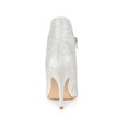 thumbnail image 2 of BLISSFUL STEP Women's Glitter Pointed Toe Stiletto Heel Cutout Ankle Boots Silver 10, 2 of 8