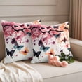thumbnail image 2 of Colorful Butterfly Outdoor Waterproof Pillow Covers, Spring Ombre Watercolor Flowers Decorative Square Throw Pillowcase Sofa Cushion Sham for Patio/Couch/Chair, 16"x16" 2 Pack, 2 of 8