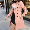 thumbnail image 4 of jtjvou Women's Plus Size Trench Coat Double-Breasted Waterproof Lapel Overcoat Stylish Pea Coat with Detachable Hood Pink XL, 4 of 5