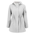 thumbnail image 6 of Vinsonshop Women Rain Jacket Long Raincoat for Women Casual Outerwear Raincoats for Women with Hood Womens Zip Up Jacket Hooded Jacket Women Hiking Jacket Women White 4XL, 6 of 9