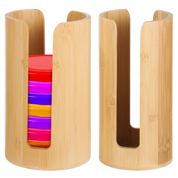 2 Pack Wooden Mason Jar Lid Organizer – Vertical Storage Holder with U-Slots, Fits Standard & Wide Mouth Lids (3.7" & 3" Inner Diameter), Countertop or Pantry