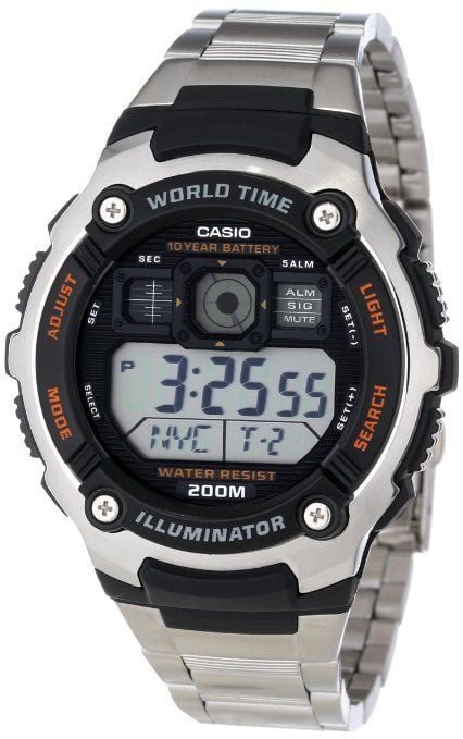 casio world time stainless steel