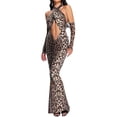 thumbnail image 1 of Vestido ajustado con estampado de leopardo y lentejuelas cruzadas de Bella Barnett, 1 of 3