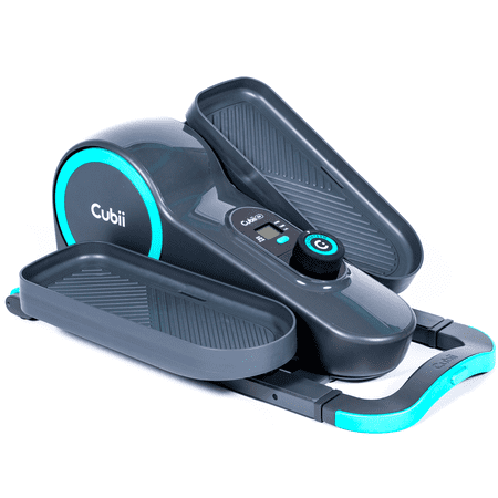 Cubii GO Aqua - Ultra Portable Under Desk Elliptical  Foot Pedal Exerciser Machine with Built-in Wheels  Easy Retractable Handle  Large LCD Fitness Tracker  Adjustable Resistance Levels