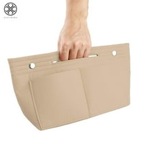 Luxtrada Felt Purse Handbag Organizer Insert Multi pocket Storage Tote Shaper Liner Bag (Beige)