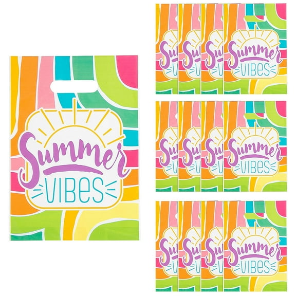 Fun Express Medium Summer Party Plastic Goody Bags - 12 Piece